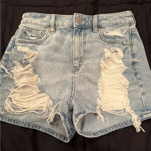 American Eagle Outfitters Light Blue Distressed Jean Shorts